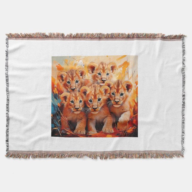 Lancer la couverture - cinq lions cubes d'artisana (Devant)