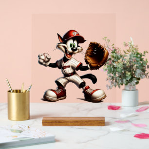 Lanceur de baseball Goofy Cat se prépare