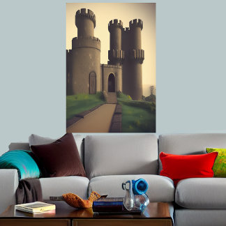 L'ancien château de pierre | AI Art Poster