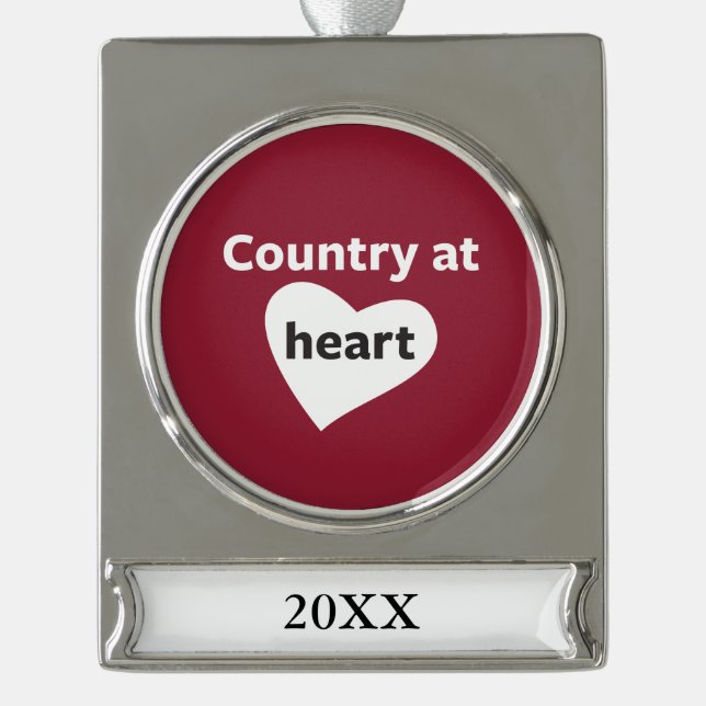 Land am Herzen Banner-Ornament Silber (Vorderseite)
