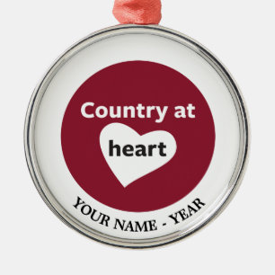 Land am Herzen Silbernes Ornament