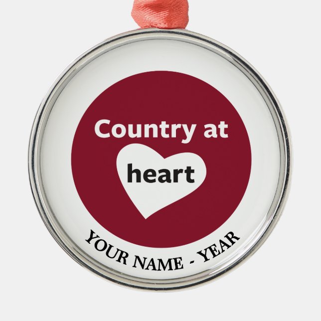 Land am Herzen Silbernes Ornament (Vorne)
