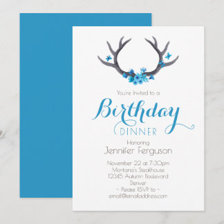 Land Antler Blauer Geburtstag Einladung