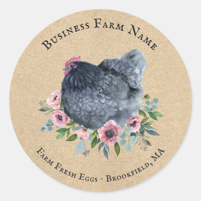 Land Aquarell Blumenfarm Hühnerhähnchen Runder Aufkleber (Vorderseite)