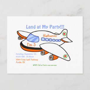 Land bei meiner Party Flugzeug Thema Kinder Einladungspostkarte