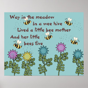 Land Bienen und Blumen Kinderreim Poster