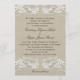 Land Blumen-Spitzen-Design-Hochzeit Einladung