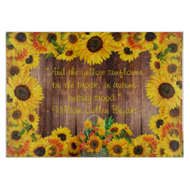 Land Blumengelbe Sonnenblume Rustikales Barnholz Schneidebrett