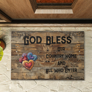 Land Christlich Rustikale Herzen Personalisiert Fußmatte