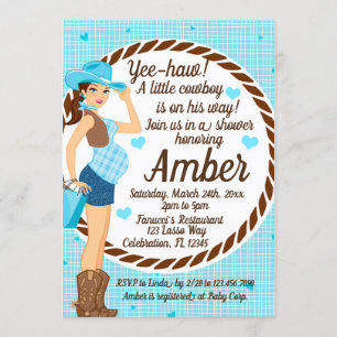 Land-Cowgirl-Baby-Dusche Einladung