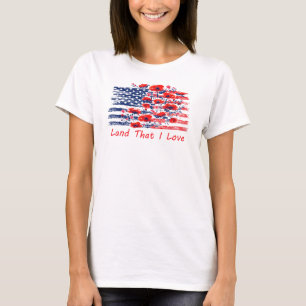 Land, das ich liebe, florale amerikanische Flagge T-Shirt