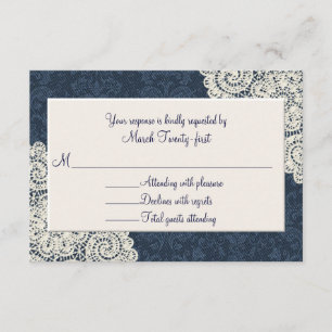 Land-Denim-Damast-u. Elfenbein-Hochzeit UAWG Karte