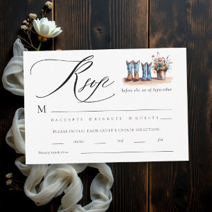 Land-Denim-Stiefel Wildblumen Rustikale Hochzeit RSVP Karte