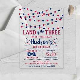 Land der Drei! 4. Juli 3. Geburtstag Party Acryleinladungen