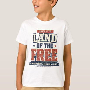 Land der Freien 1776 Patriotische Jungen T-Shirt
