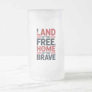 Land der Freien Heimat der Tapferen USA-Shirt Mattglas Bierglas