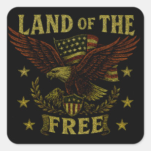 Land der Freien – Klassische amerikanische Freihei Quadratischer Aufkleber