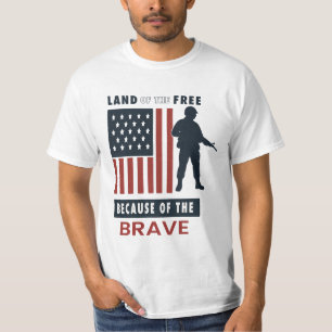 Land der Freien wegen der Tapferen Patriotisch T-Shirt