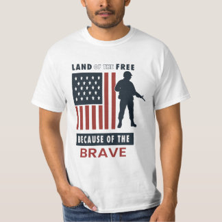 Land der Freien wegen der Tapferen Patriotisch T-Shirt