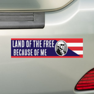 Land der Freien wegen mir George Washington Autoaufkleber