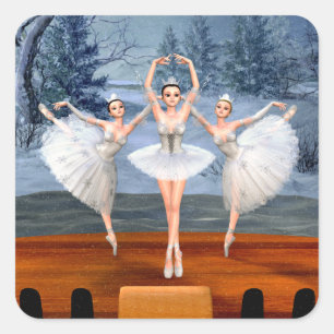 Land der Schnee-Tanzen-Ballerina-Aufkleber Quadratischer Aufkleber