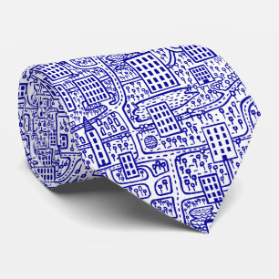 Land der Türme - Navy Blue auf Weiß Krawatte