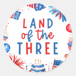 Land des 34. Juli 3. Geburtstag Party Runder Aufkleber