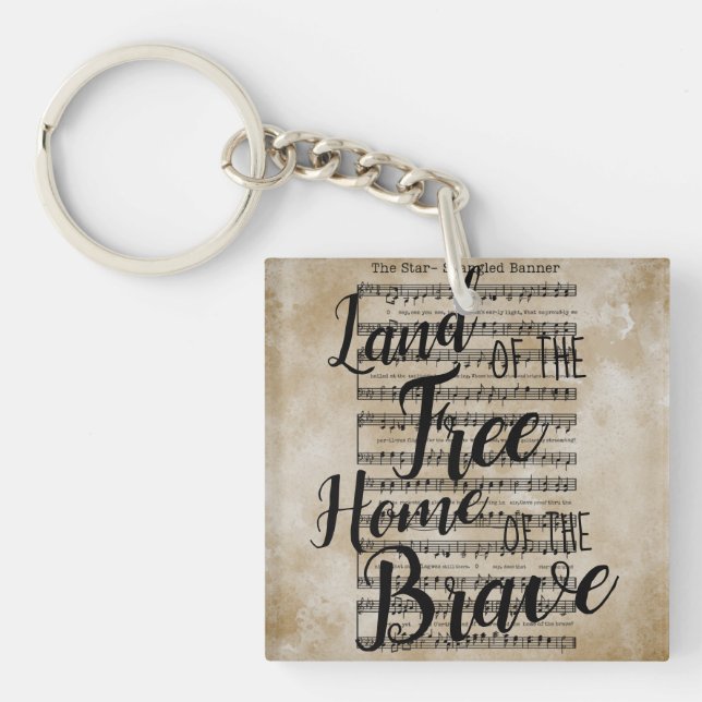 Land des Freien, sternengesprenkelten Banners Schlüsselanhänger (Vorderseite)