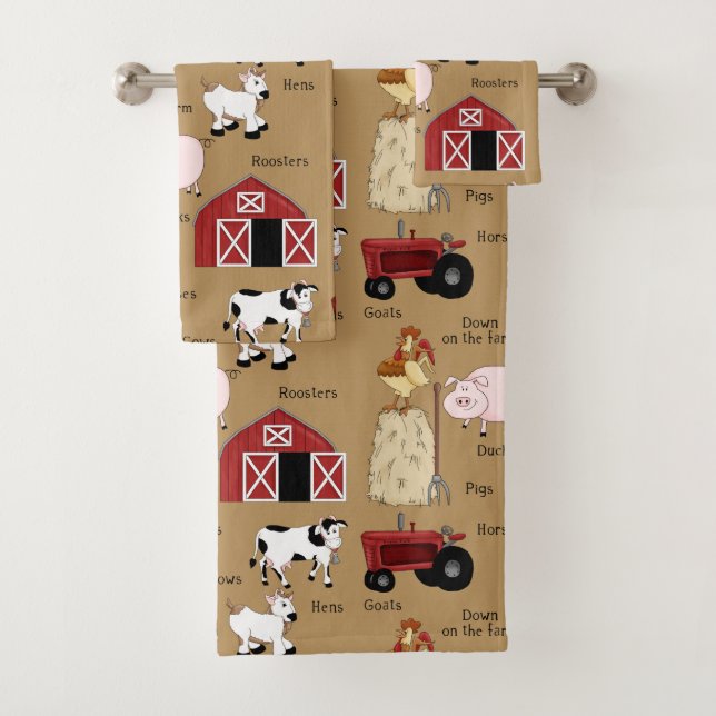 Land Farm Muster Wohngestaltung Handtuch Set (Insitu)