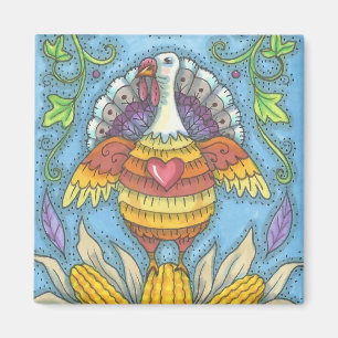 LAND FOLK ART ERNTEDANK TÜRKEY MAGNET Square