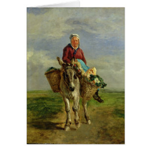 Land-Frau, die einen Esel reitet
