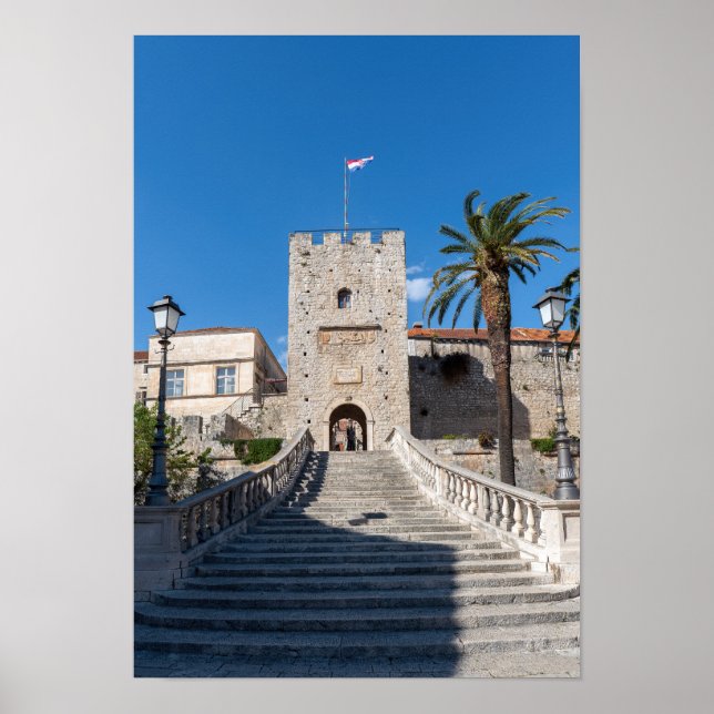 Land Gate in Korcula Stadt - Dalmatien, Kroatien Poster (Vorne)