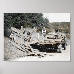 Land Girls Hauling Logs II. Poster