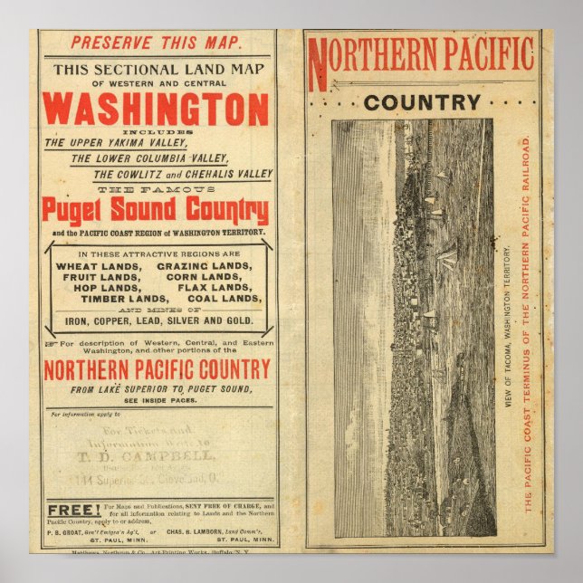 Land Grants Washington und Oregon Poster (Vorne)