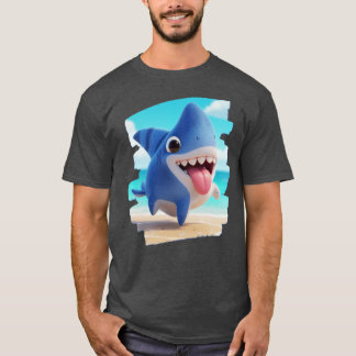 Land halb süßer Hund halb wunderlicher Hai 3D Retr T-Shirt
