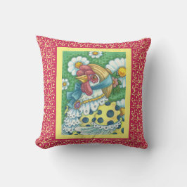 LAND HEN, POLKA DOT CHICKEN DURCH PILLOW Red Kissen