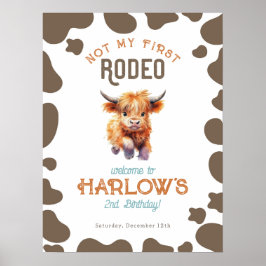 Land Highland Cow nicht mein erstes Rodeo Geburtst Poster