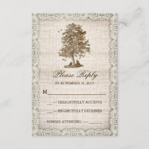 Land-Hochzeit UAWG des alten Baums rustikales RSVP Karte