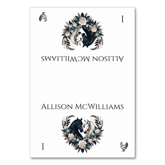 Land Hochzeitspferde in der Liebe - Geflügel Tischnummer (Vorderseite)