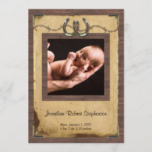 Land-HufeisenFoto-Baby-Mitteilung Ankündigung