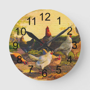 Land-Huhn-Familien-Wanduhr Runde Wanduhr