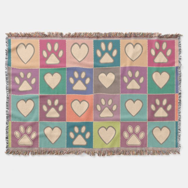 Land Hütte Paw Prints und Herz Decke (Vorderseite)