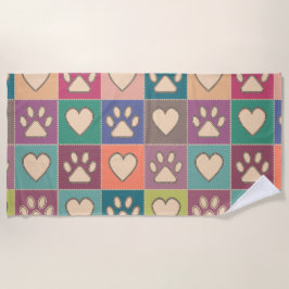 Land Hütte Paw Prints und Herz Strandtuch