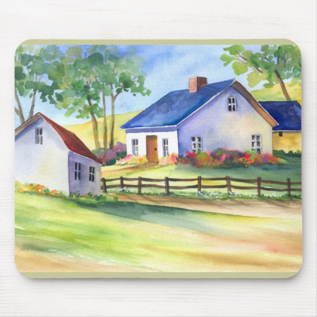 Land-Hütten-Mausunterlage Mousepad (Vorne)