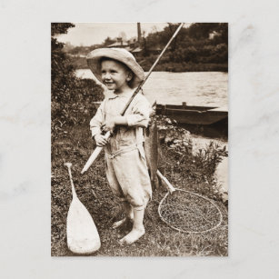 Land Junge Vintage Fischerei auf Mississippi Postkarte