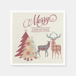 Land Kariert frohe Weihnachtsbaum, Bäume Napkins Serviette
