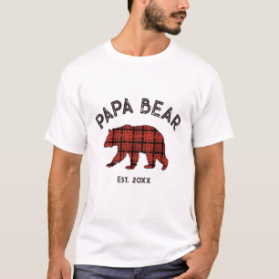 Land Kariert Papa Bär Vater Jahr Gegr. Weiß T-Shirt