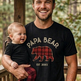 Land Kariert Papa Bär Vater Jahr Gegründet T-Shirt