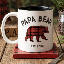 Land Kariert Papa Bär Vater Jahr Gegründet Zweifarbige Tasse