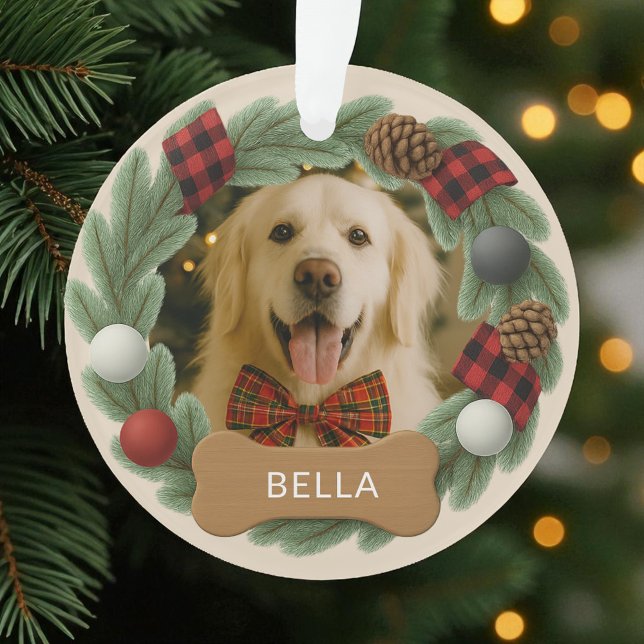 Land Karierter Hund Name Foto Weihnachten Weihnach Ornament (Von Creator hochgeladen)